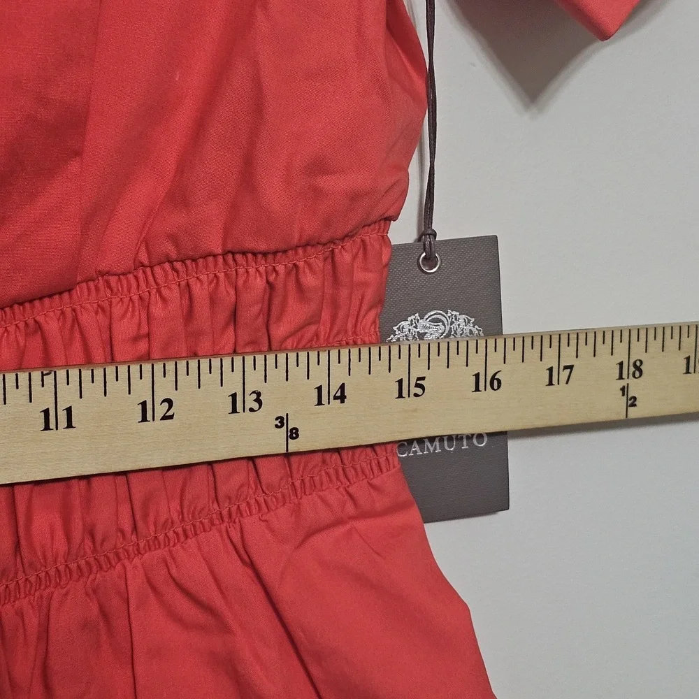 Vince Camuto Womens Shirt Dress Size 12 Fits Large New Red Pop Elastic Waistband - Picture 6 of 10